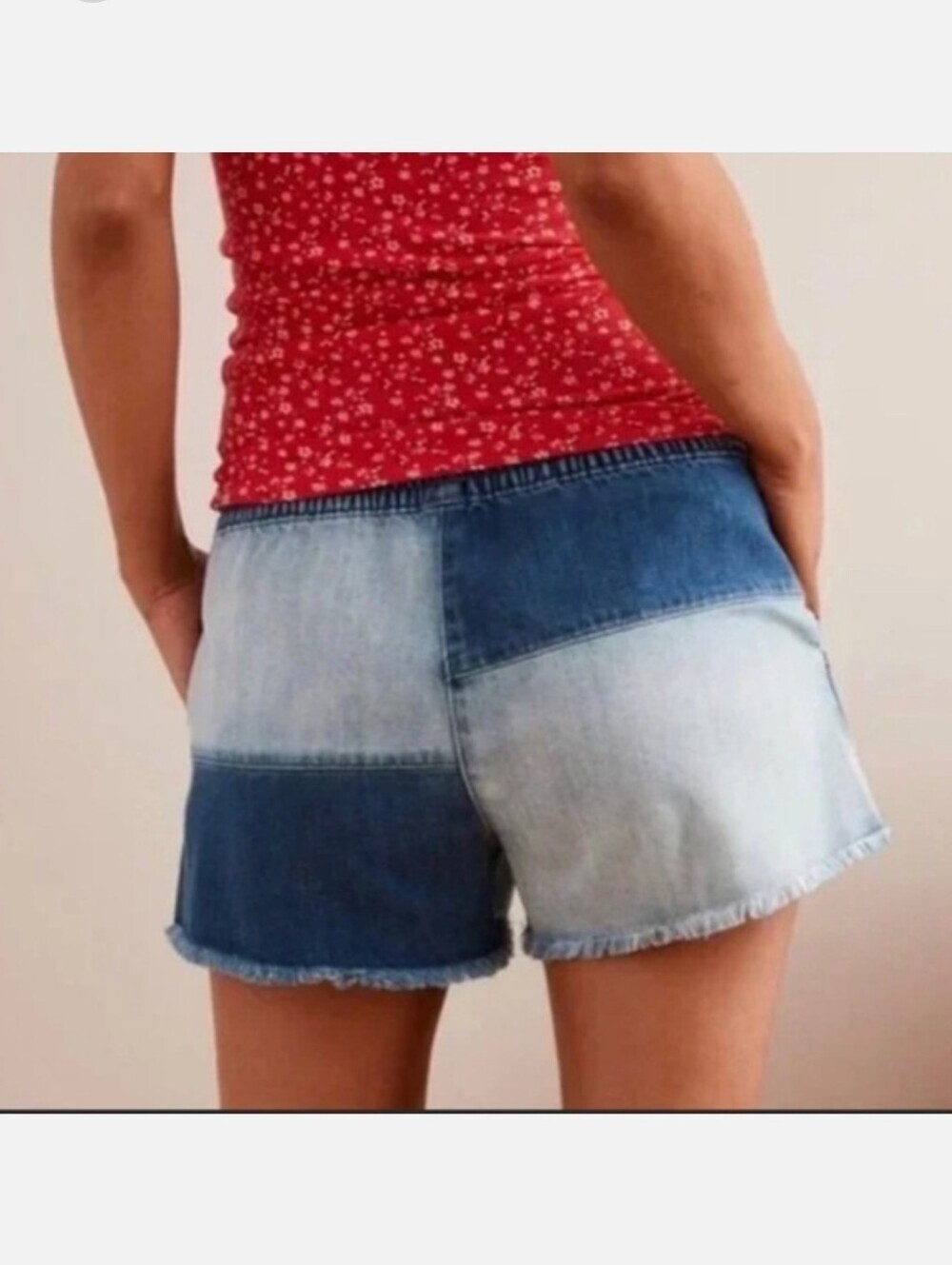 Aerie Two-Tone Patchwork Shorts - Picture 2 of 6